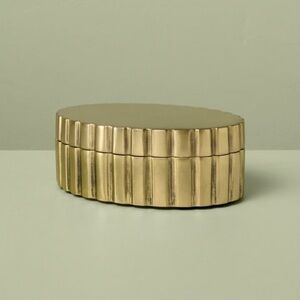 Hearth & Hand Magnolia Fluted Antique Brass Finish Decorative Box Oval